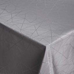 Borddug - Damask dug - Grå tekstildug - Jacquardvævet dug med geometrisk mønster - Eksklusiv festdug